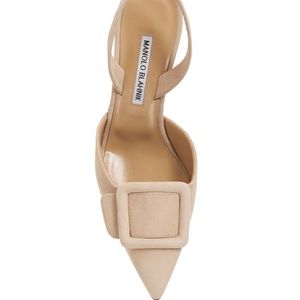 Manolo Blahnik 70mm Maysli suede slingback pumps